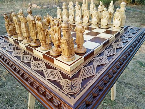 Wooden Chess Set Custom Engraving Chess Board Chess Pieces Etsy