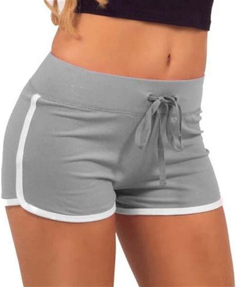 shorts women casual drawstring shorts loose cotton split short femme grey l uk fashion