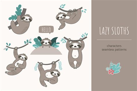 Lazy Sloths Graphic By Alonasavchuk84 · Creative Fabrica