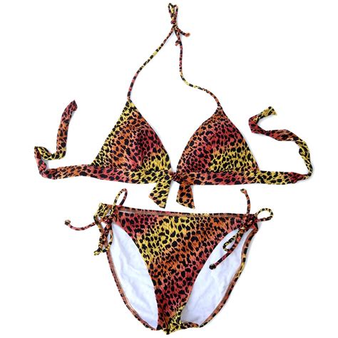 Women Triangle Leopard Bikini Swimsuit Brazilian Push Up Bathing