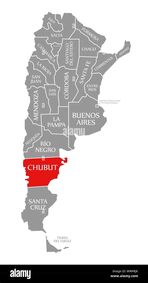 Chubut Resaltada En Rojo En El Mapa De Argentina Fotograf A De Stock