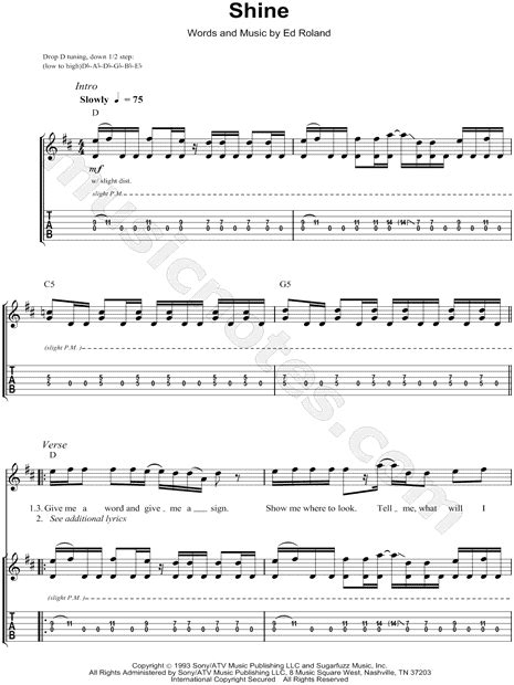 Collective Soul Shine Guitar Tab In D Major Download And Print Sku