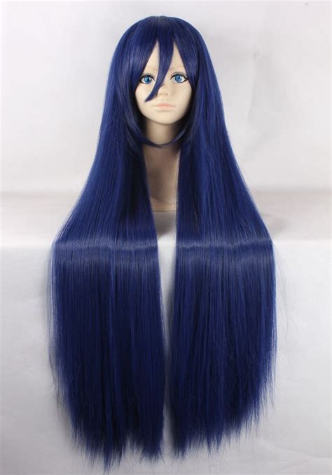 quality thick 100cm long straight blue black wig with bang anime love live umi sonoda cosplay