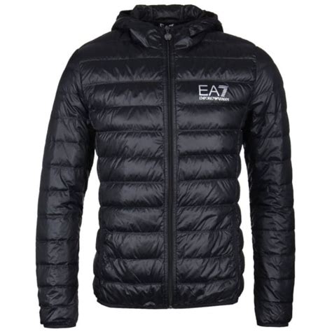 Ea7ea7 Quilted Hooded Jacket In Blackchameleon Menswear