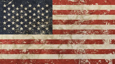 Old Grunge Vintage Faded American Us Flag Stock Photo Download Image