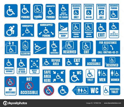 Handicap Signs Wc And Parking Icons Disabled People ⬇ Vector Image By