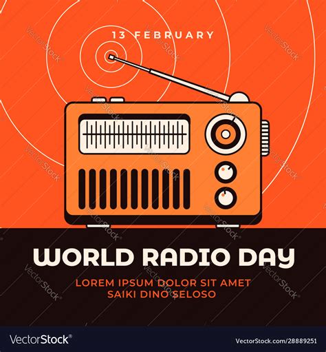 World Radio Day Vintage Retro Poster Background Vector Image