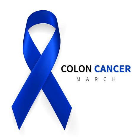 Colorectal Colon Cancer Awareness Month Realistic Dark Blue Ribbon