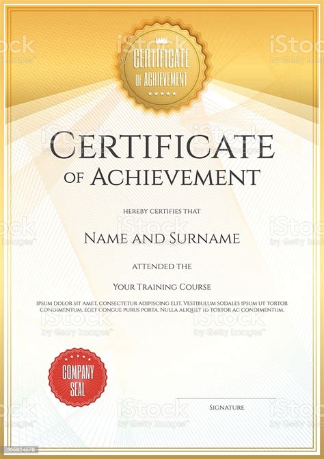 Certificate Of Achievement Template In Vector Stock Vector Art And More