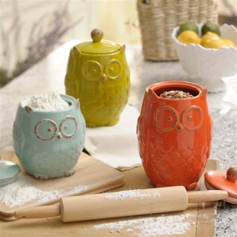 Owl Canister Set Of 3 Owl Home Decor Owl Kitchen Kirklands