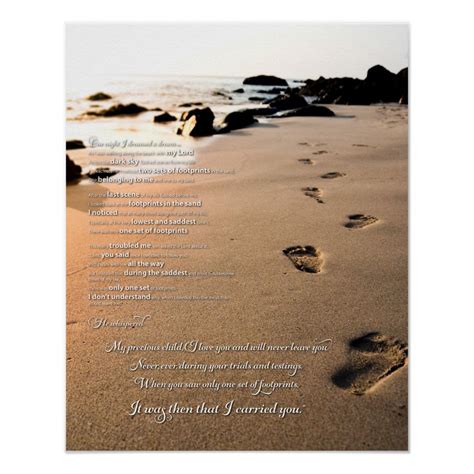 Beautiful Scene With The Uplifting Poem Footprints In The Sand One