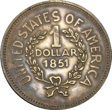 Rare Antique Usa United States 1851 One Dollar Indian Head Coin