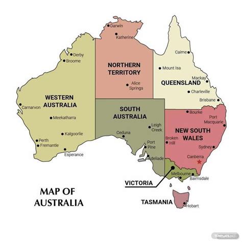 Australia Map With Regions Vector In Illustrator Svg  Eps Png