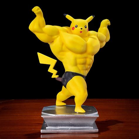 Pikachu Muscle Man Show Pvc Figure Painted Model 16cm New Hot Toy In
