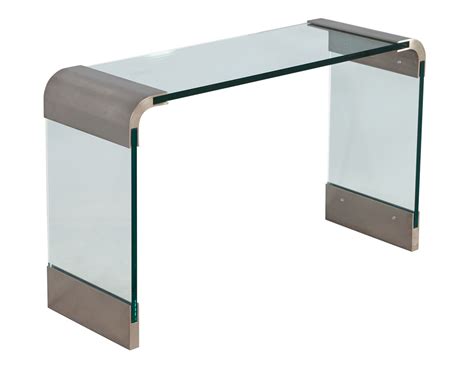 Mid Century Modern Curved Glass And Stainless Steel Console Table By Pace Carrocel Fine Furniture