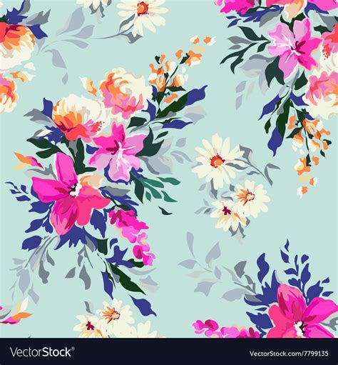 Bright Classic Floral Print Royalty Free Vector Image