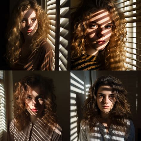 Portrait Shot With Light And Shadow From Window Blinds Ai Art Styles