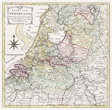 Map Of The Netherlands With The Marching Routes Of The French Army 1792