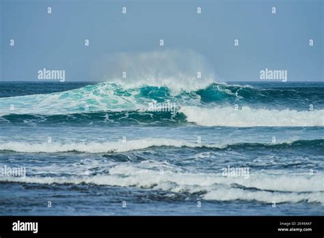Huge Wave In The Atlantic Ocean Fuerteventura Canary Islands Spain