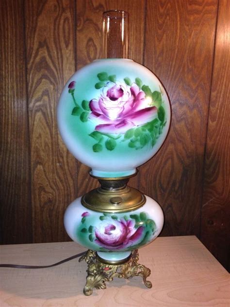Gwtw Large Victorian Gone With The Wind Lamp With Pink Roses Parlor