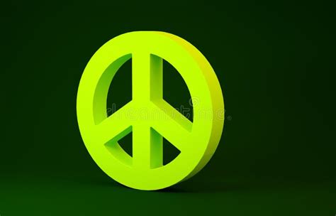 Yellow Peace Icon Isolated On Green Background Hippie Symbol Of Peace