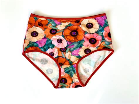 Hipster Style Panties With Poppies Print Comfortable Cotton Etsy