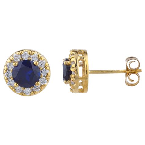 K Gold Blue Sapphire Earrings Sapphire Stud Earrings Etsy