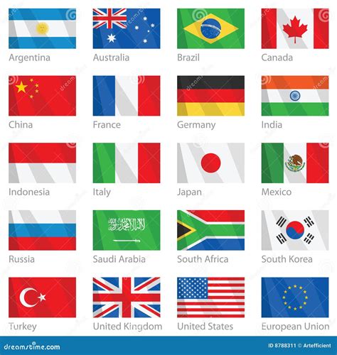 Waving Flags Of G Countries Stock Image Image