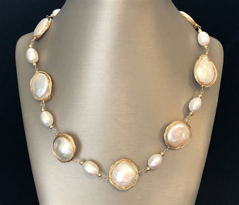 Mm White Baroque Pearl Vermeil Wire Necklace Mm White Baroque Pearl Vermeil Wire Necklace