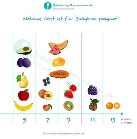 Sie sollten dabei aber folgende dinge beachten, denn schale ist leider nicht gleich schale: Welches Obst ist ab wann für Babybrei geeignet - Infografik