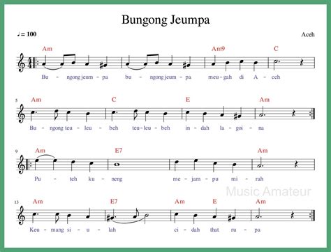 Lagu Bungong Jeumpa Menggunakan Tangga Nada Homecare24