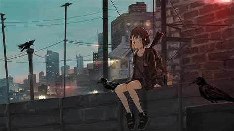 3840x2160 Anime Girl Sitting Alone Roof Sad 4k 4k Hd 4k