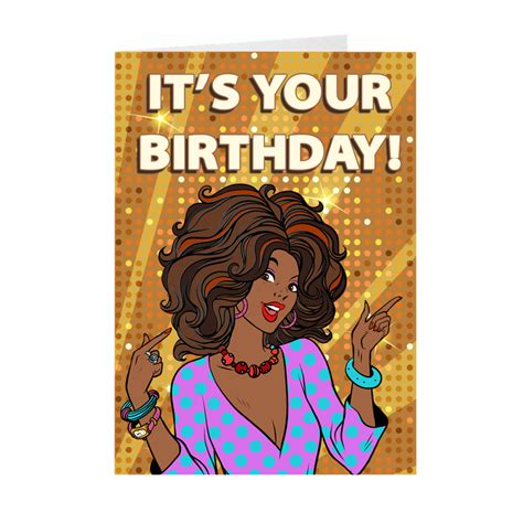 Solid Gold African American Woman Birthday Greeting Card Black Stationery