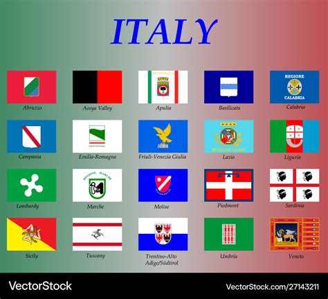All Flags Italy Regions Royalty Free Vector Image