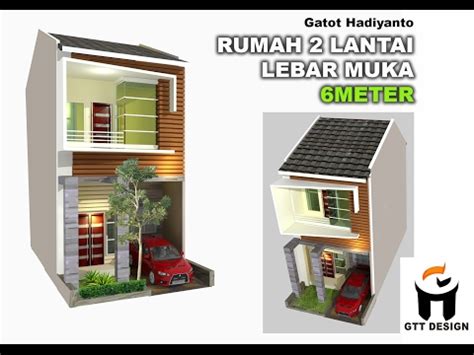 Jasa desain gambar tampak depan rumah 2 lantai. Rumah 2 lantai lebar muka 6 meter - YouTube