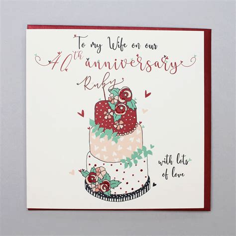Wife 40th Wedding Anniversary Card By Molly Mae