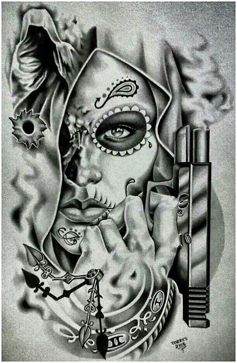 Gangster Skull Tattoo Designs Template