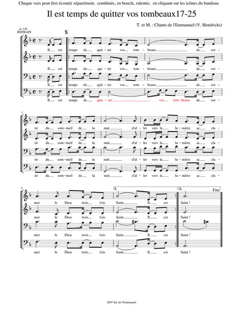 Il Est Temps De Quitter Vos Tombeaux 17 25 Sheet Music For Soprano