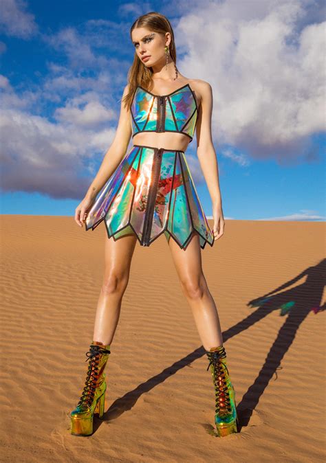 Club Exx Sunset Crusader Holographic Skirt Holographic Fashion Rave Fashion Fashion