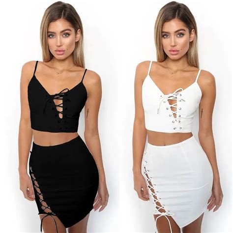 Women Sexy Bodycon Two Piece Crop Top Skirt Set Bandage Party Club New Sexy Women Bandage Summer