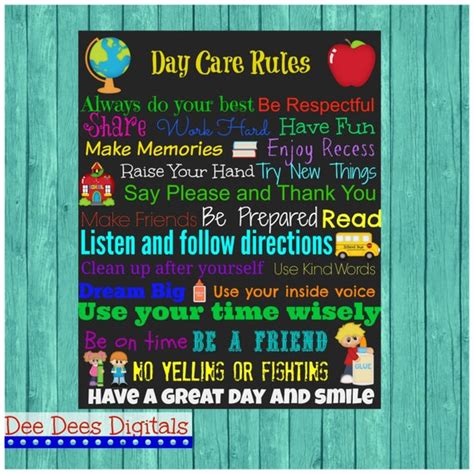 Daycare Rules Day Care Rules Day Care Rules By Deedeesdigitals