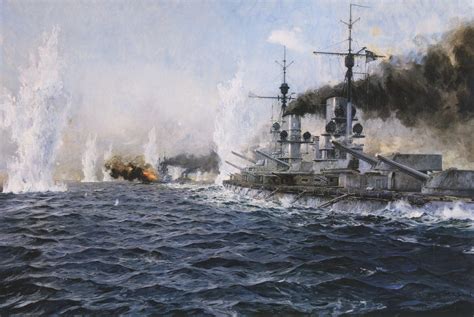 German Battleship Sms Markgraf Firing On The British Fleet At The