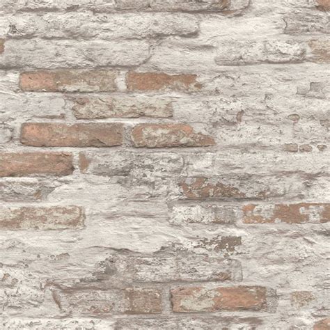Asperia Distressed Brick White Wallpaper Grandeco Wallpaper A58101