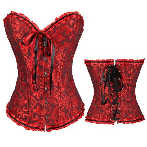W1008 Sexy Gothic Lingerie Bustiers Black Satin Embroidered Corset