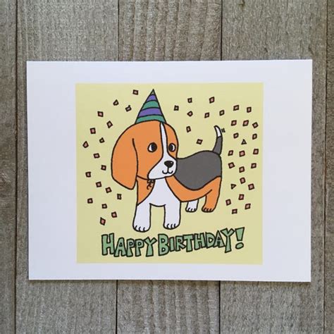 Happy Birthday Card Beagle Puppy Mailable Greeting For Dog Etsy