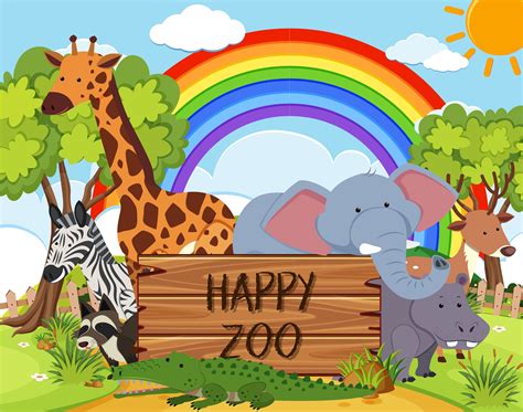 Happy Animal In The Zoo 591282 Vector Art At Vecteezy