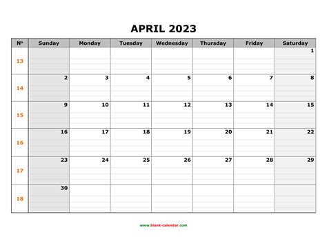 2023 Calendar Template Large Boxes Free Printable Templates Aria Art