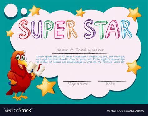 Certificate Template For Super Star Royalty Free Vector Intended For