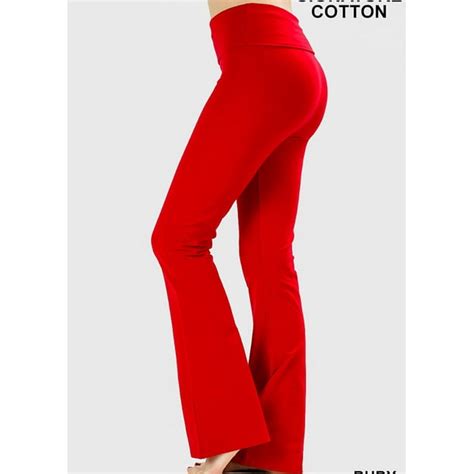 Modaxpressonline Womens High Waisted Yoga Pants Fold Over Wide Legged