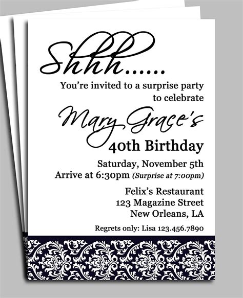 Surprise 40th Birthday Invitations Wording | Download Hundreds FREE